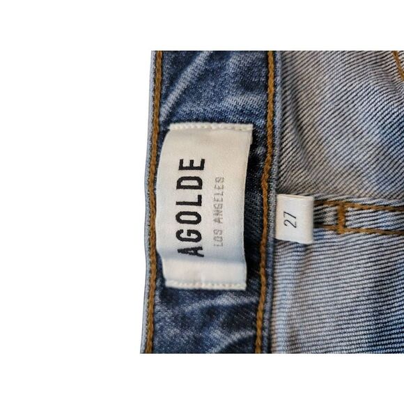 Agolde Jeans Women's 27 Blue Toni Mid Rise Slim Straight Distressed Organic - Picture 2 of 5